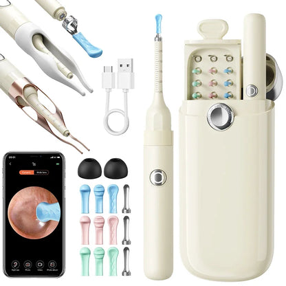 Ear Wax Removal Tool Camera Waterproof Ear Cleaner with Camera Visual Ear Pick Tweezers Wax Remover Ear Cleaning Kit for Family