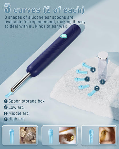 Ear Wax Removal, Ear Cleaner with Camera and Light, FSA - HSA Eligible, Ear Wax Removal Tool Camera with 1080P, Ear Cleaning Kit with 6 Spoons
